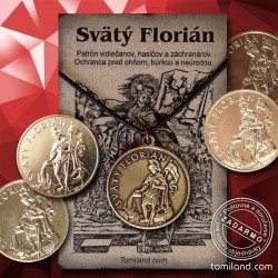 Prívesok Svätý Florián so zlatou mincou.